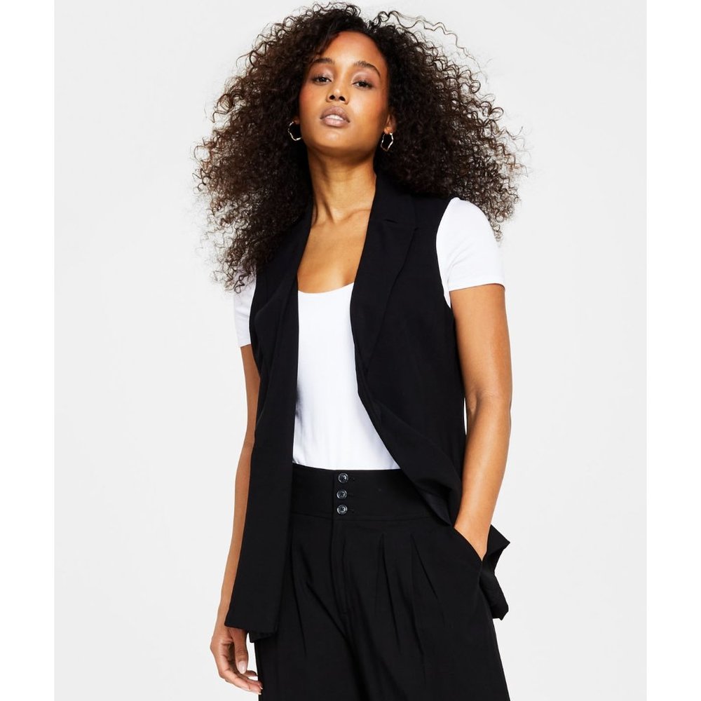 Bar III Black Sleeveless Blazer Vest